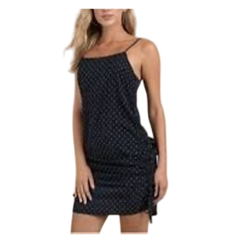 J.O.A. Just One Answer Navy Polkadot Convertible Dress Adjustable Side Ruched‎ S